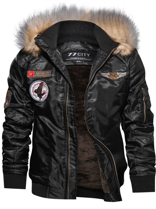 Men's Winter Jacket Faux Leather Jacket Thermal Warm Rain Waterproof Outdoor Business Causal Jacket Outerwear Dark Blue Army Green Black