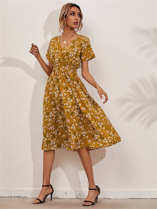 Women's Summer Floral Print Short-sleeved Dresses