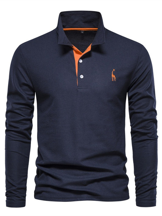 Spring and Fall New Lapel Men's Cotton Fashion Casual Polo Shirt