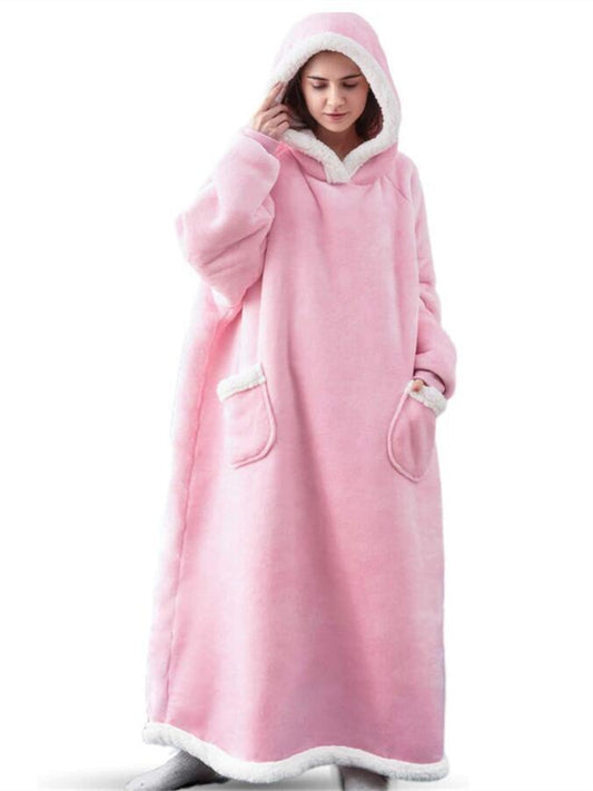 Oversized Wearable Blanket Flannel Thick Soft Warm Long Hoodie Blanket Big Hooded Sweatshirt Hoodie Blanket for Adults Women Girls Teenagers