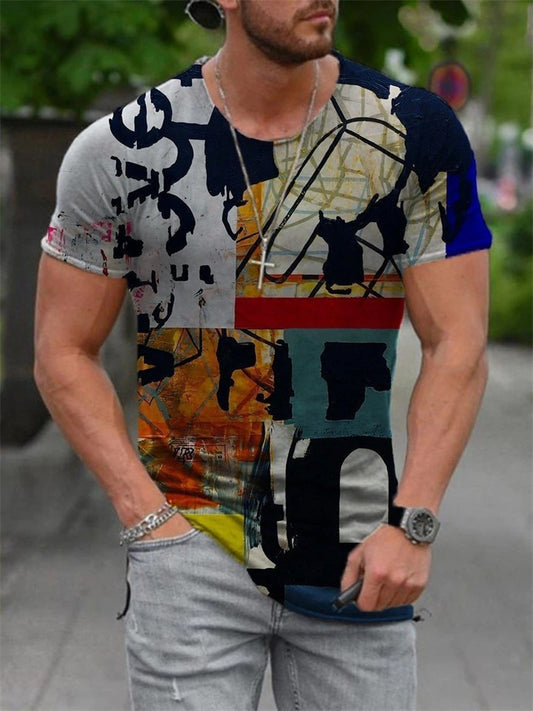 Men's Printed Short Sleeve Loose Large Size T-Shirt 3D Digital Printing Tops S M L XL 2XL 3XL 4XL 5XL