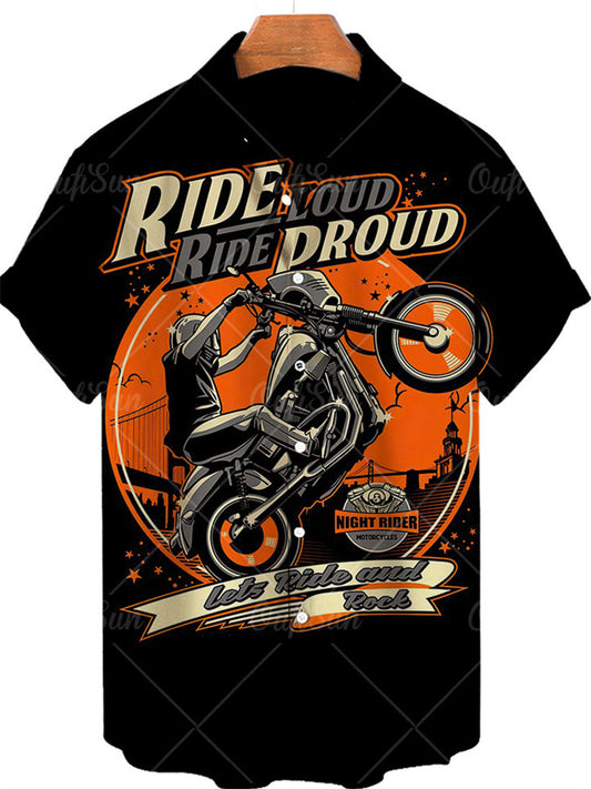 Men's Summer Lapel 3D Printing Shirt Summer Men's Short-sleeved Digital Printing Striped Biker Shirt S,M,L,XL,XXL,XXXL,XXXL,5XL