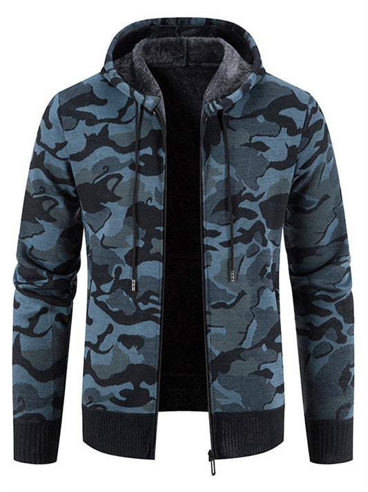 Men's Knitwear Jacket Autumn and Winter New Trend Cardigan Camouflage Hooded Jacket Sweater Men's