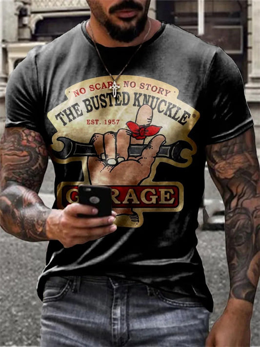 New Men's Short-sleeved T-shirt 3D Digital Printing Tops Pattern Printing Round Neck Letter T-shirt
