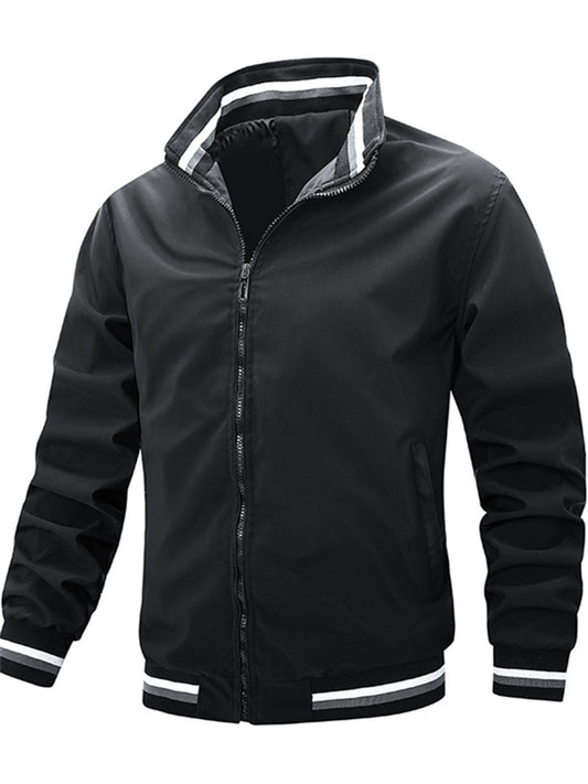 New Casual Side Seam Pockets Jacket Men's Fall Sports Color Blocking Men's Long-sleeved Jacket Men's Clothing
