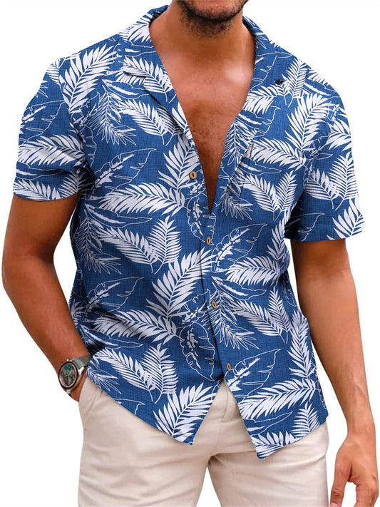 Men's New Summer Beach Hawaiian Print Short-Sleeve Shirt 2