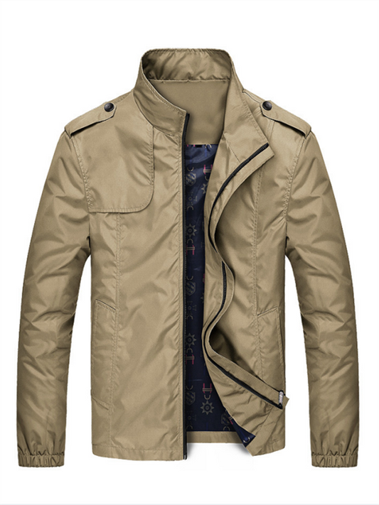 Spring and Autumn models of men's casual jackets stand-up collar work jacket solid color shoulder badge flight suit outerwear men's clothing