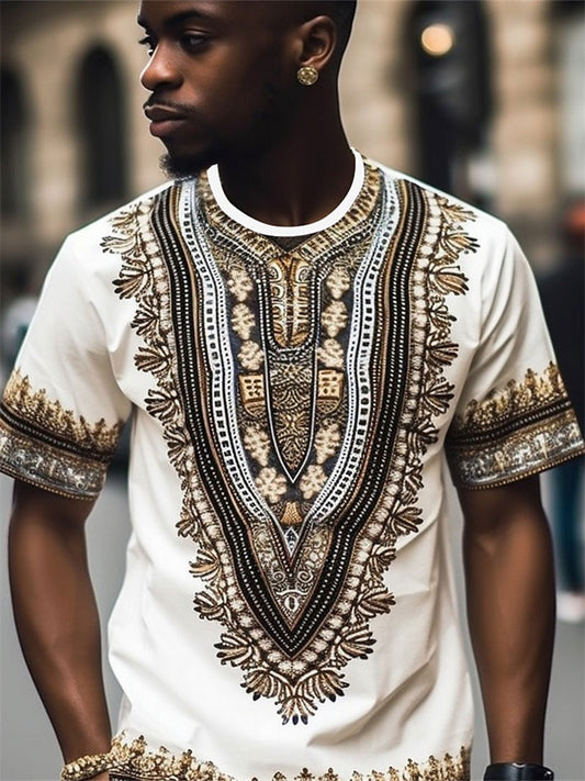 Men's Shirts Tee Graphic Color Block Tribal Crew Neck Clothing Apparel 3D Print